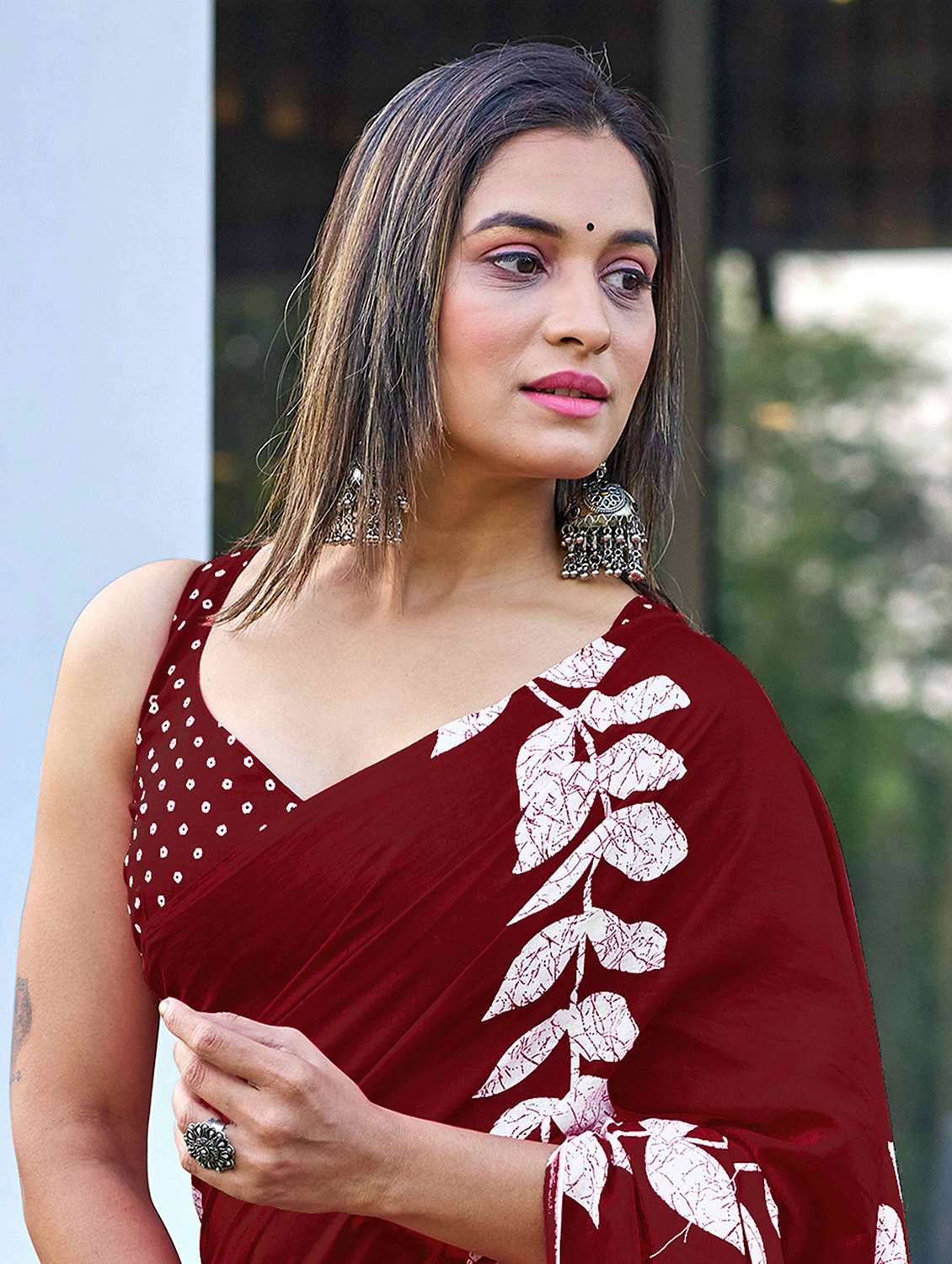 women printed half & half saree with blouse - 22021397 -  Standard Image - 3