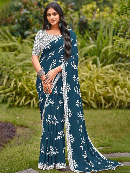 women printed casual wear saree with blouse - 22021401 -  Standard Image - 0