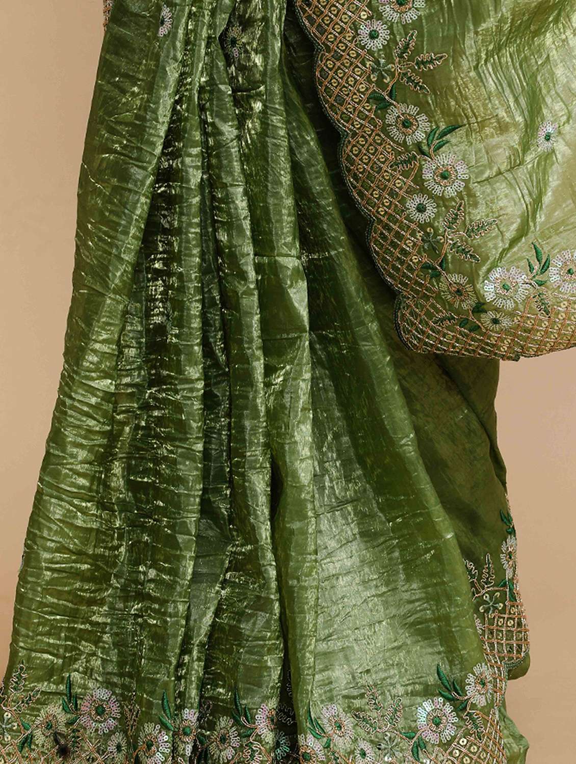 women solid with work embroidered saree with blouse - 22021403 -  Standard Image - 5