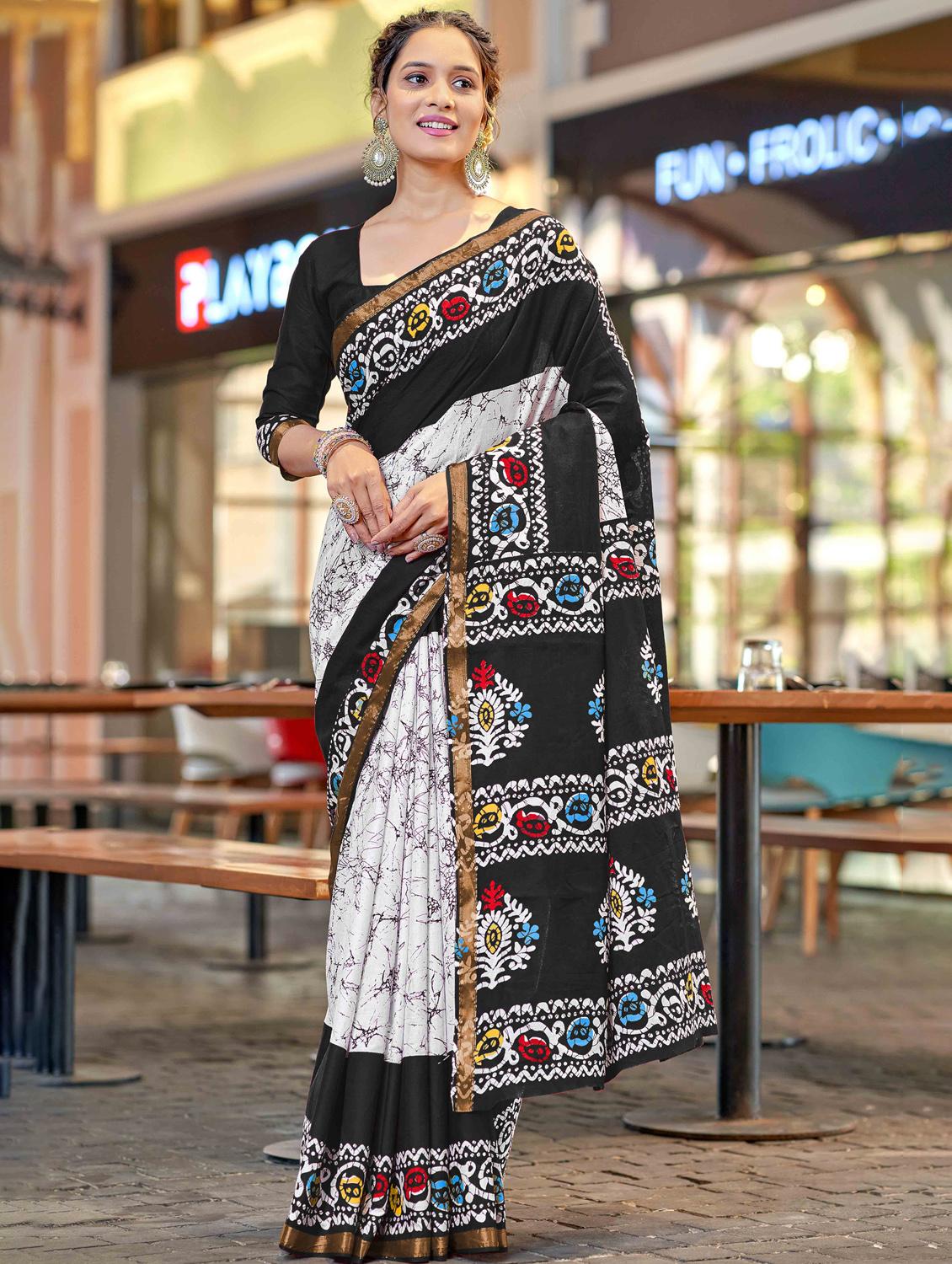 women printed casual wear saree with blouse - 22021409 - Zoom Image - 0