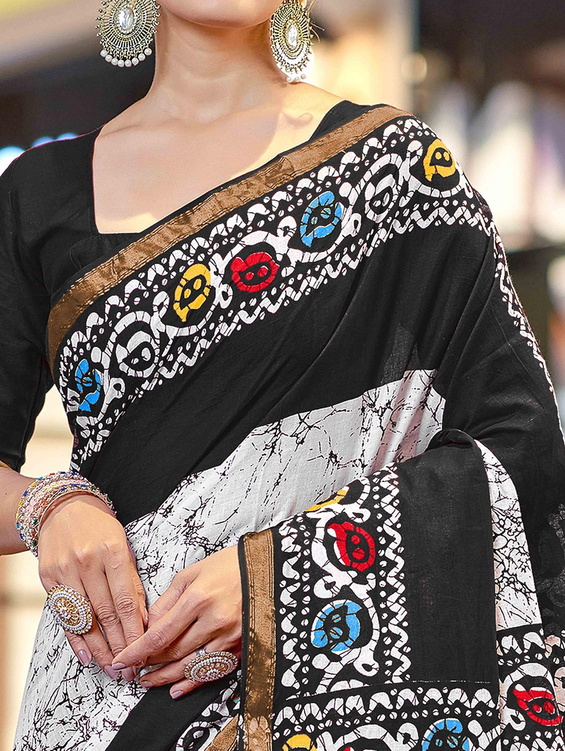 women printed casual wear saree with blouse - 22021409 - Standard Image - 3