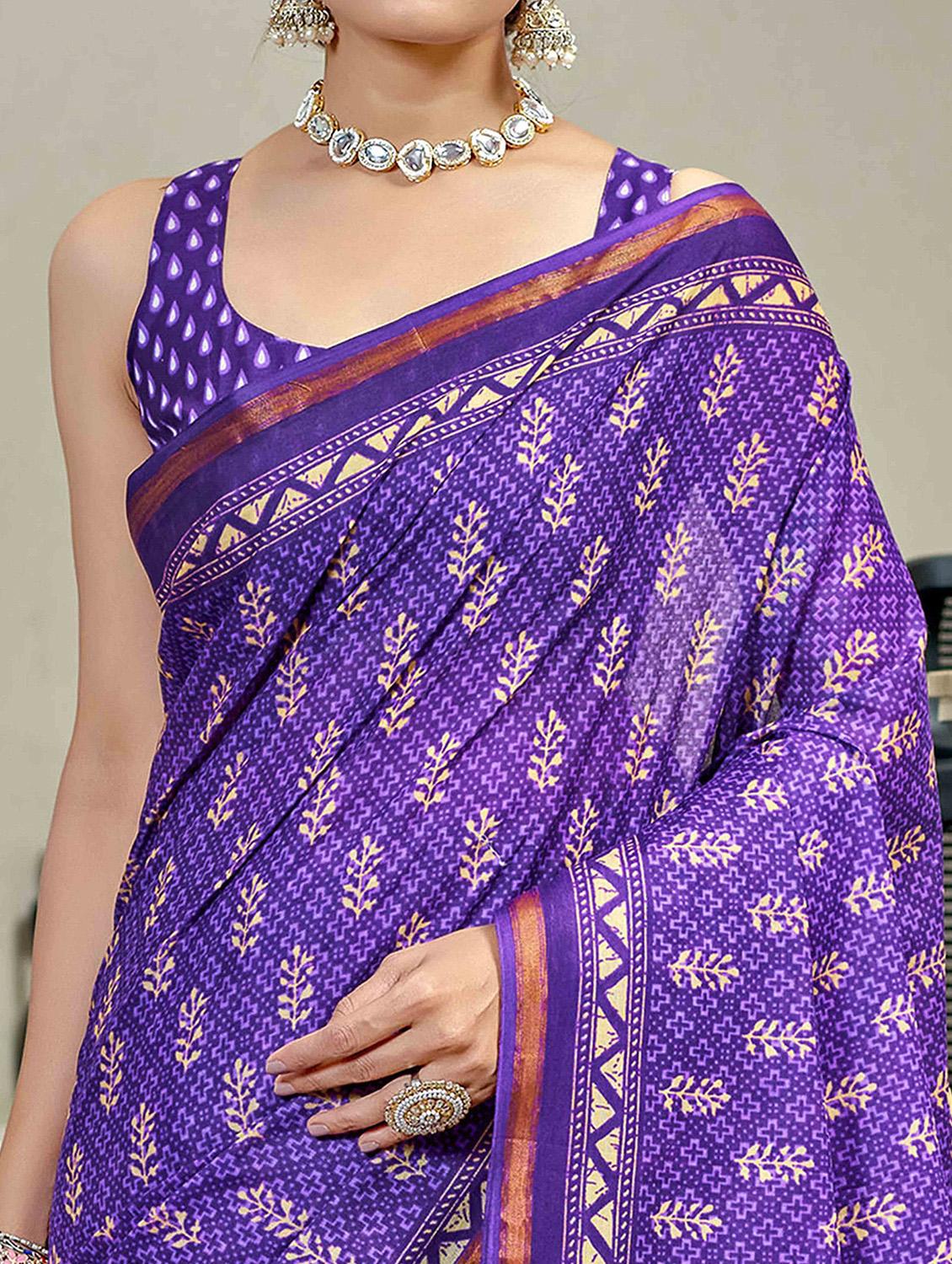 women printed casual wear saree with blouse - 22021415 - Standard Image - 3