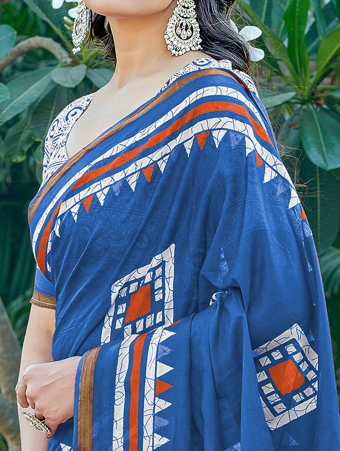 women printed casual wear saree with blouse - 22021424 - Standard Image - 3