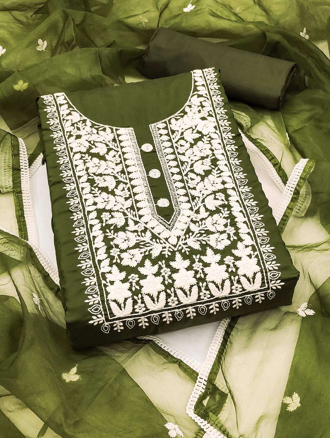 women solid with work embroidered unstitched suit set - 22021510 - Zoom Image - 0