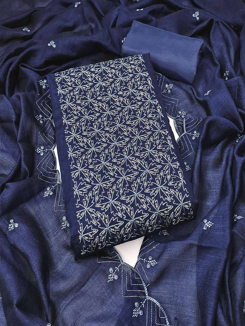 women solid with work unstitched suit set - 22021580 -  Zoom Image - 0