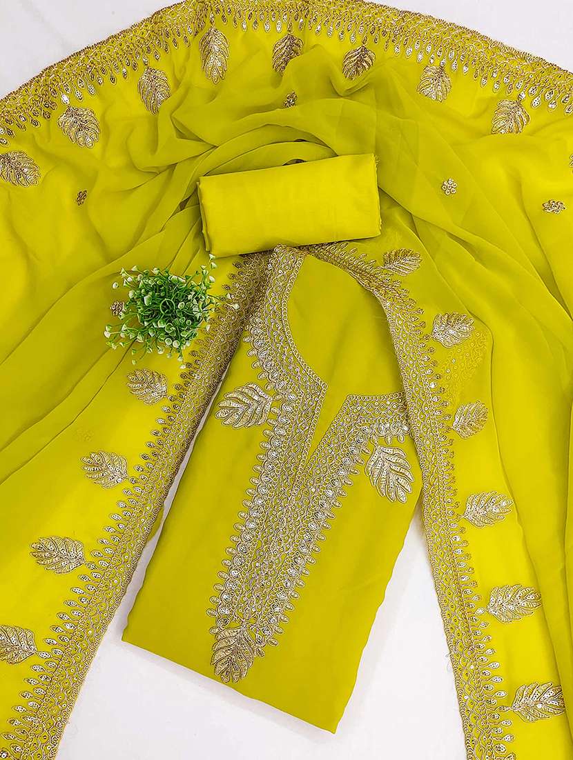 women solid with work unstitched suit set - 22021626 - Zoom Image - 0