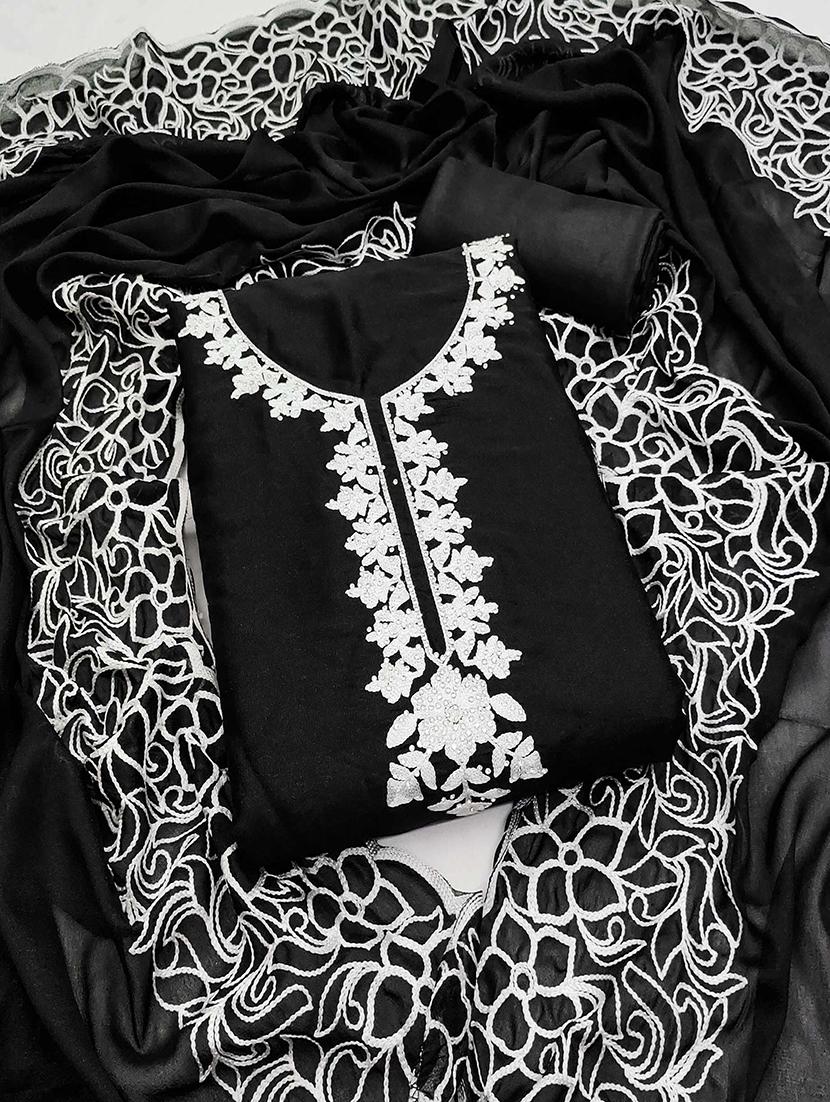 women solid with work embroidered unstitched suit set - 22021631 -  Zoom Image - 0