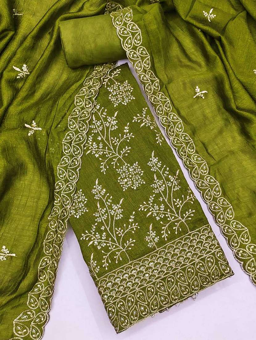 women solid with work embroidered unstitched suit set - 22021637 -  Zoom Image - 0