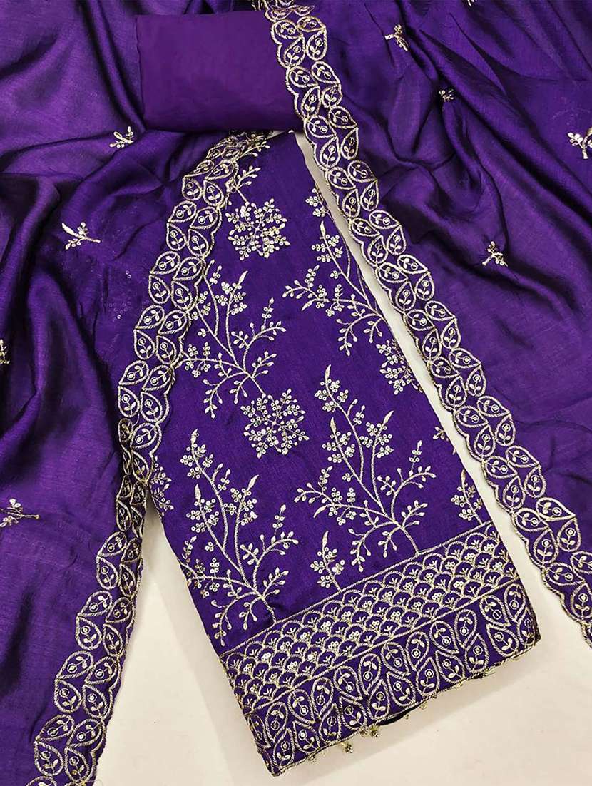 women solid with work embroidered unstitched suit set - 22021641 -  Zoom Image - 0