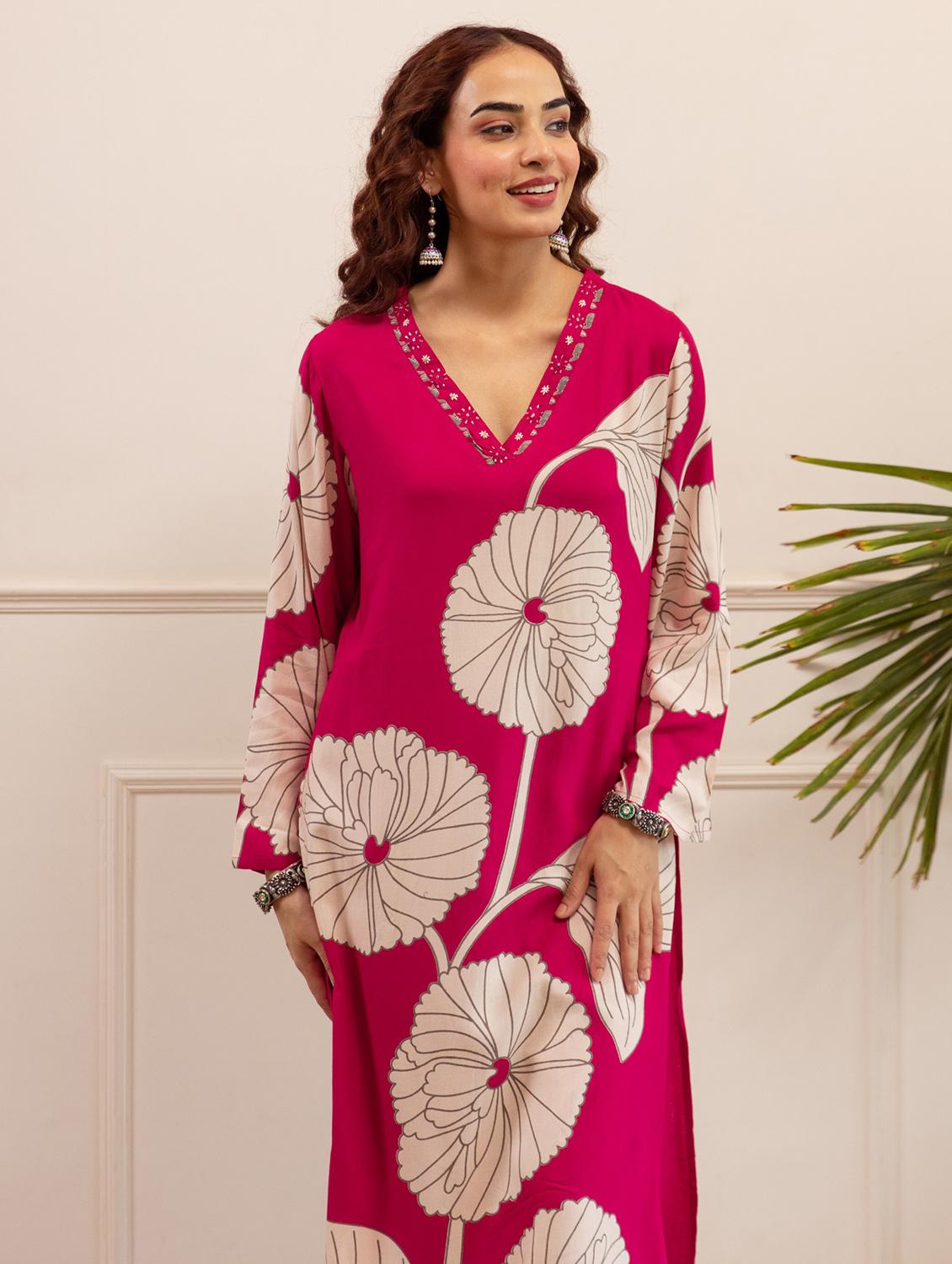 women floral printed long sleeve kurta palazzo set - 22021647 - Standard Image - 3