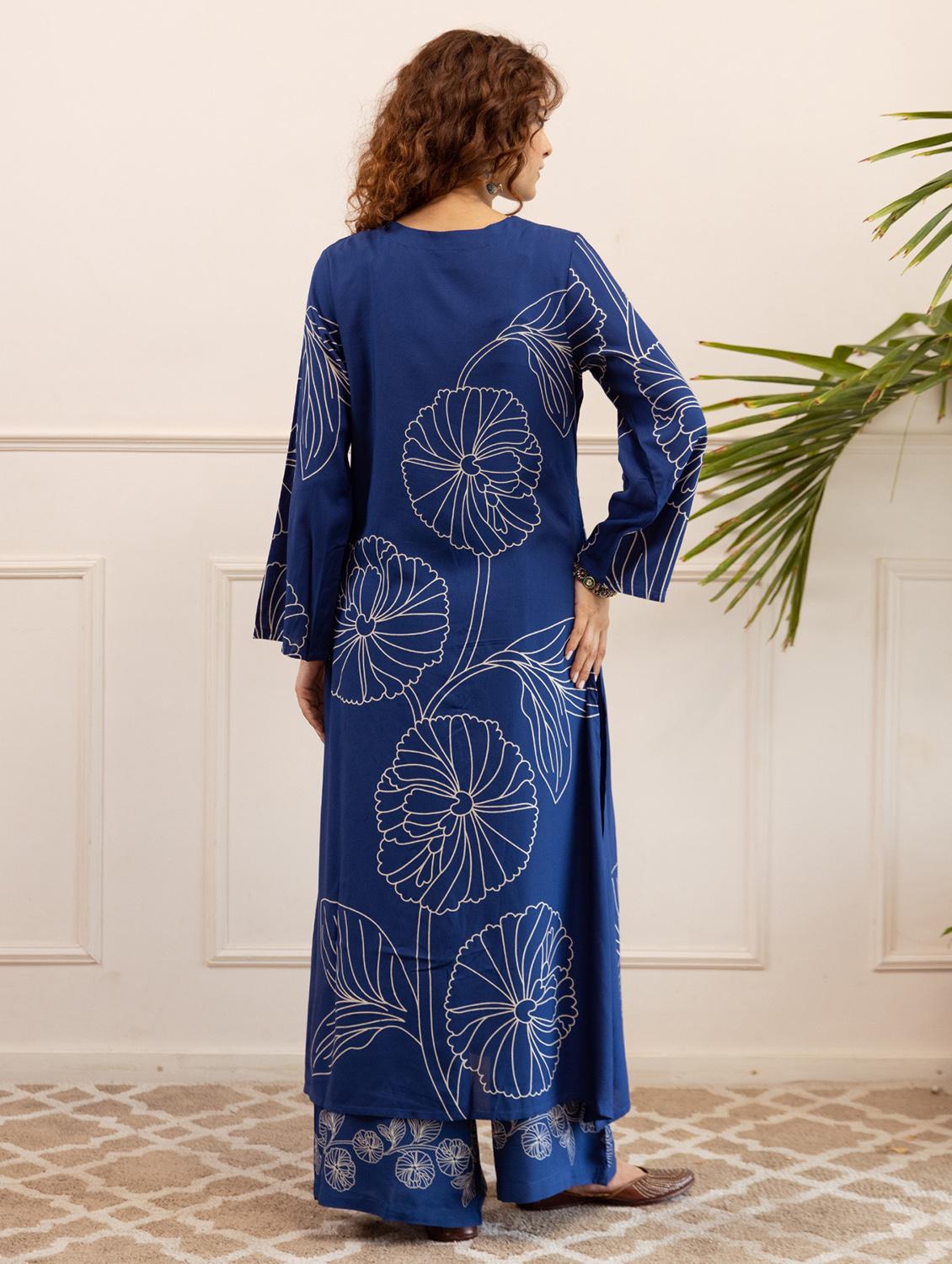 women floral printed long sleeve kurta palazzo set - 22021648 - Standard Image - 3
