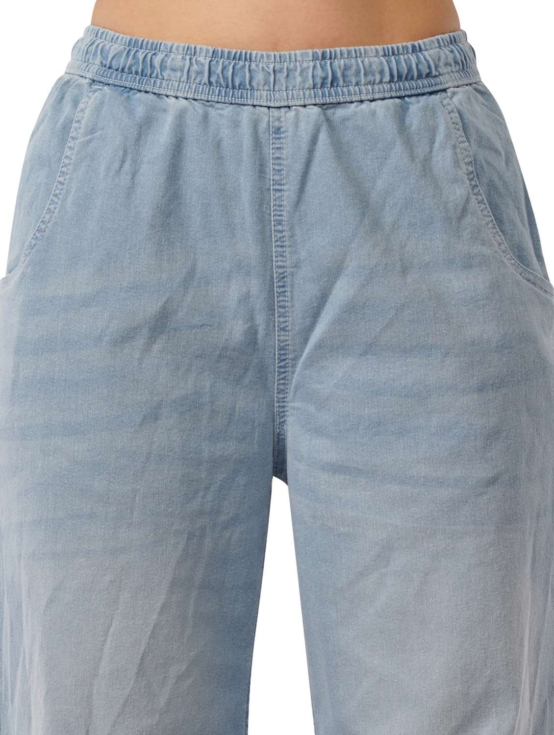 women solid high rise wide leg denim trouser - 22021657 -  Standard Image - 5