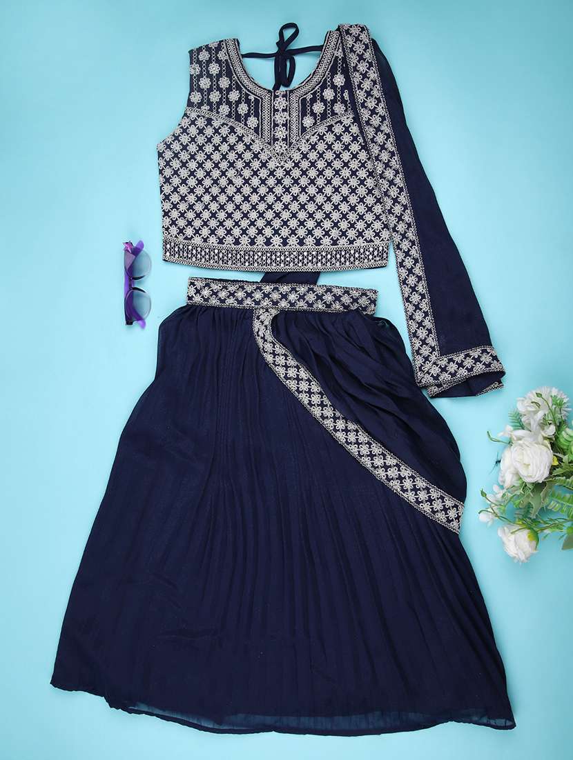 girls embroidered lehenga choli with dupatta set