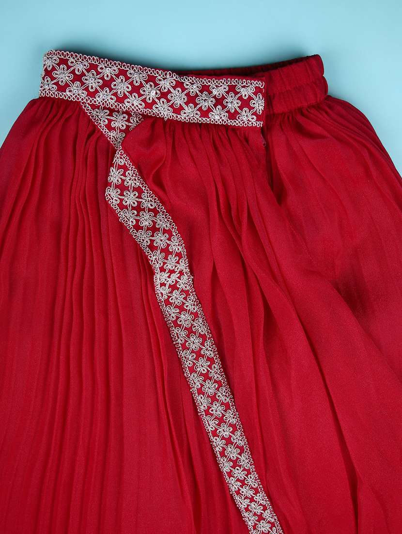 girls embroidered lehenga choli with dupatta set - 22022054 -  Standard Image - 3