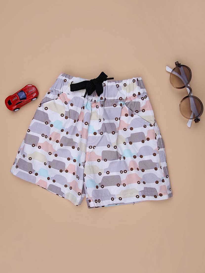 boys printed mid rise shorts