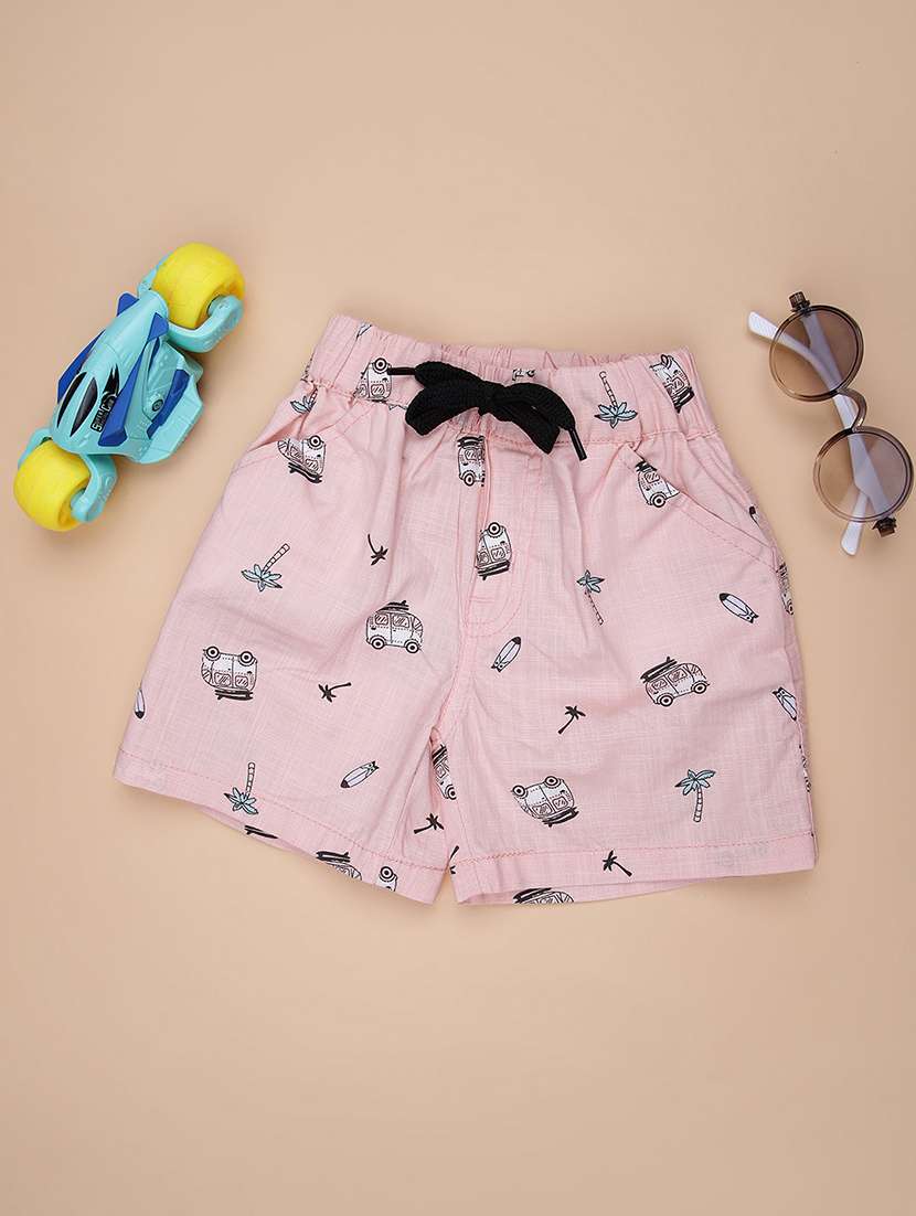 boys printed mid rise shorts