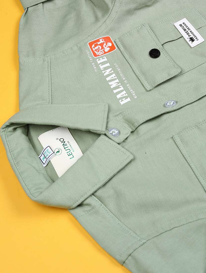 boys solid collared roll up sleeve shirt - 22022075 -  Standard Image - 3