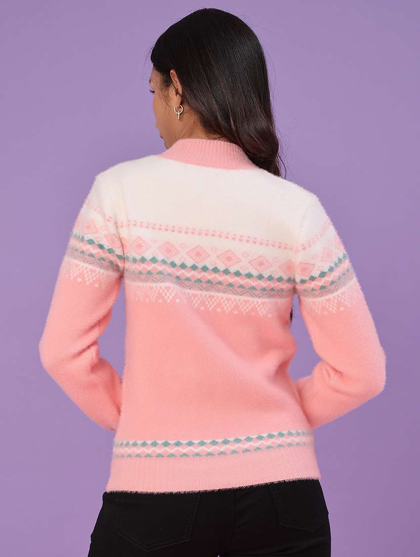 women self design long sleeve waist length pullover - 22022097 -  Standard Image - 3