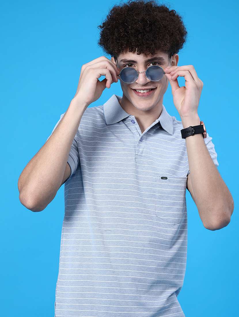 men striped short sleeve regular fit polo t-shirt