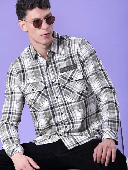 men checkered long sleeve regular fit casual shirt - 22022147 - Standard Image - 0
