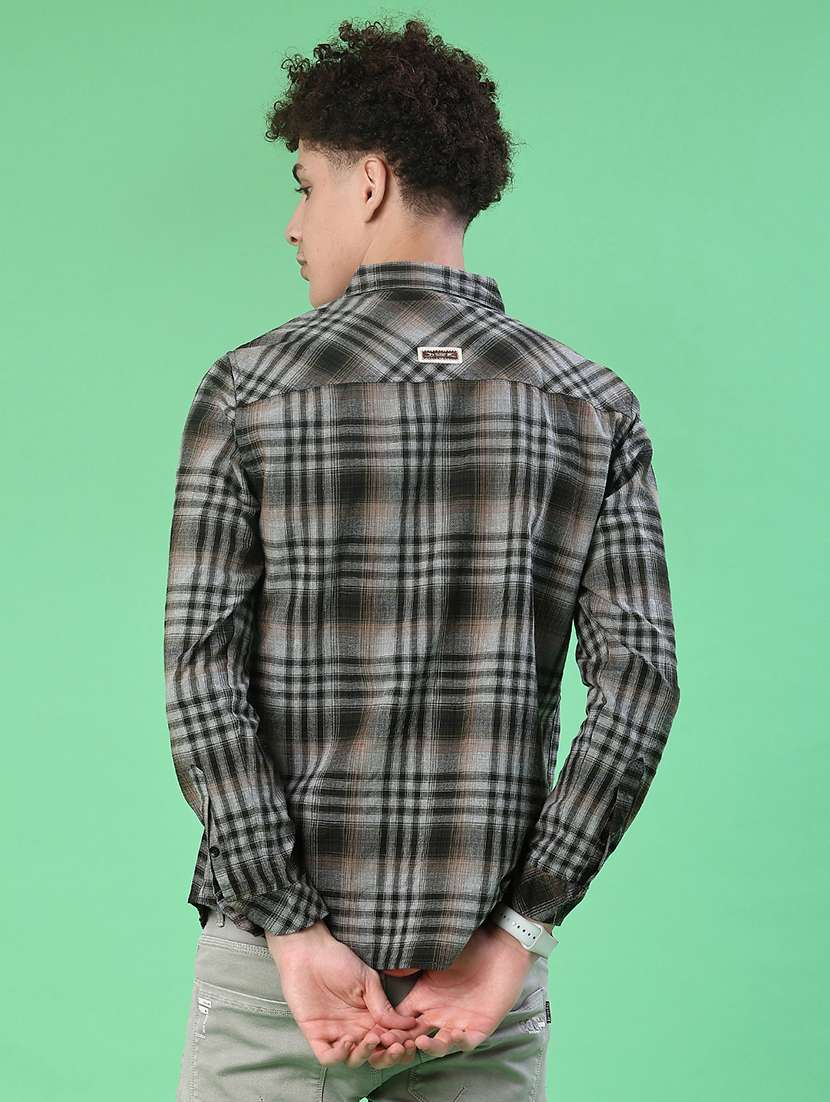 men checkered long sleeve regular fit casual shirt - 22022148 -  Standard Image - 3