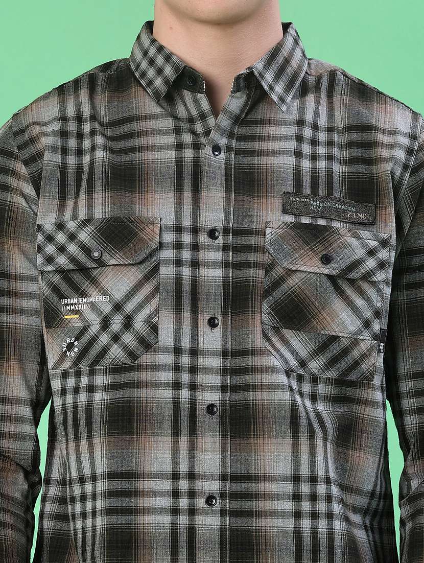 men checkered long sleeve regular fit casual shirt - 22022148 -  Standard Image - 5