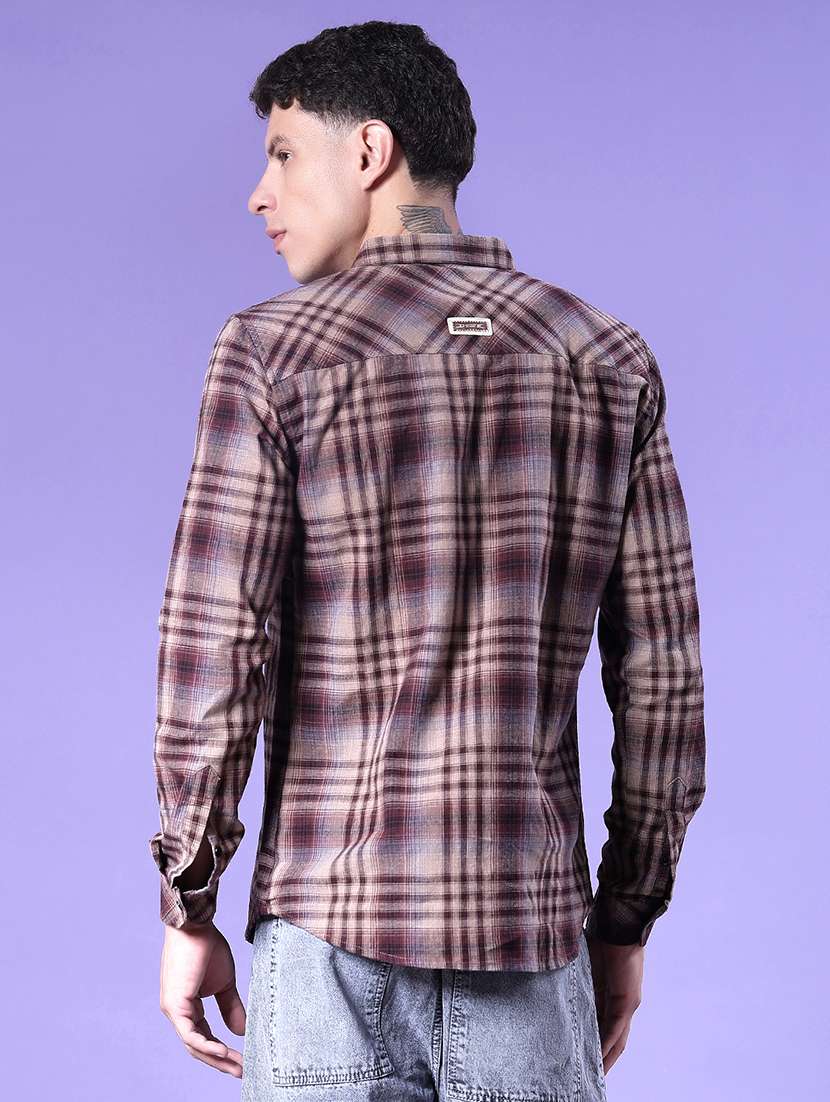 men checkered long sleeve regular fit casual shirt - 22022149 -  Standard Image - 3