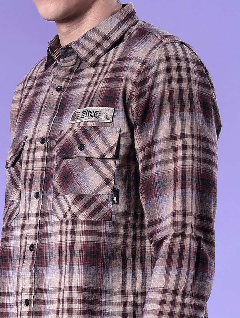 men checkered long sleeve regular fit casual shirt - 22022149 -  Standard Image - 5