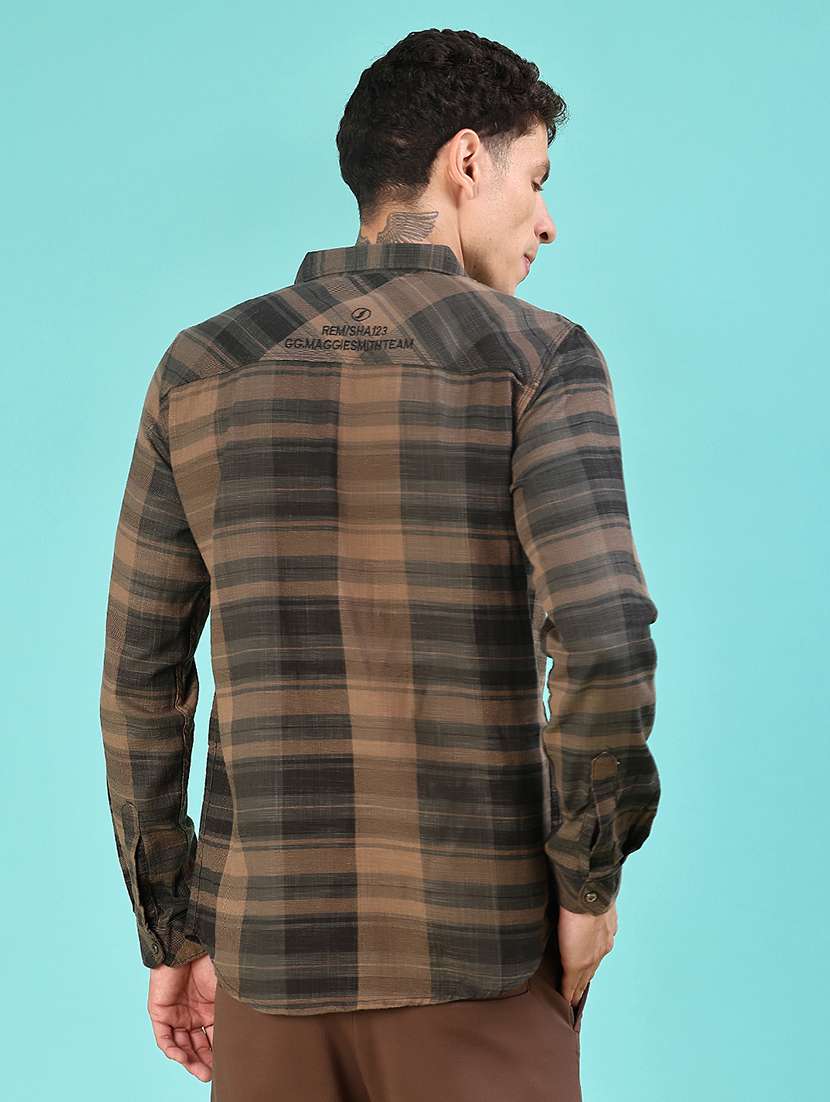 men checkered long sleeve regular fit casual shirt - 22022150 -  Standard Image - 3