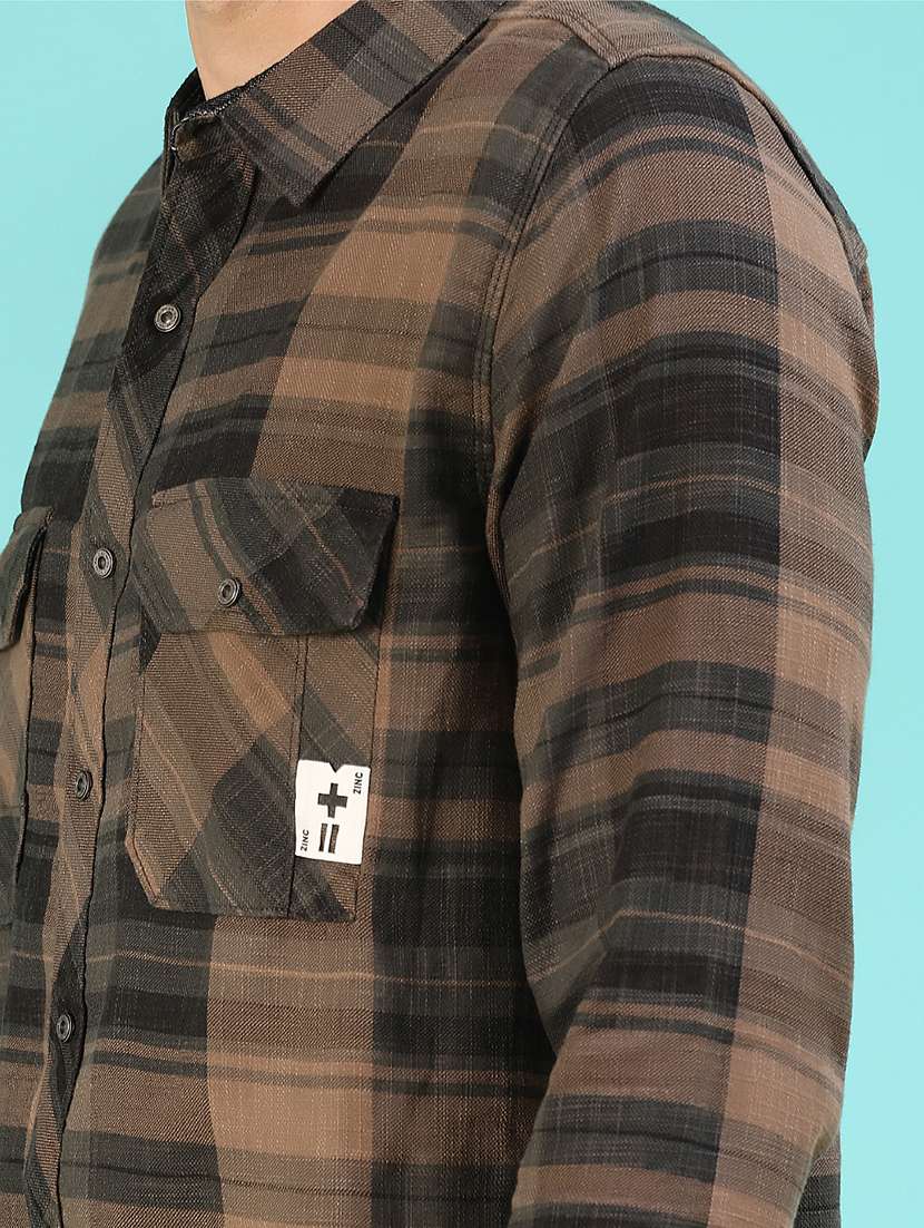 men checkered long sleeve regular fit casual shirt - 22022150 -  Standard Image - 5