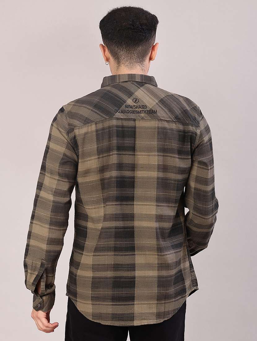 men checkered long sleeve regular fit casual shirt - 22022151 -  Standard Image - 3