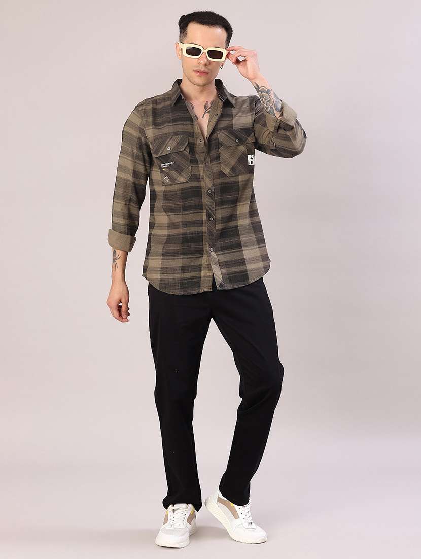 men checkered long sleeve regular fit casual shirt - 22022151 -  Standard Image - 5