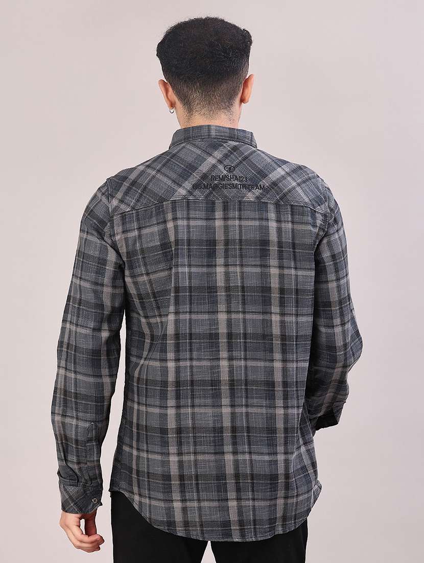 men checkered long sleeve regular fit casual shirt - 22022153 -  Standard Image - 3