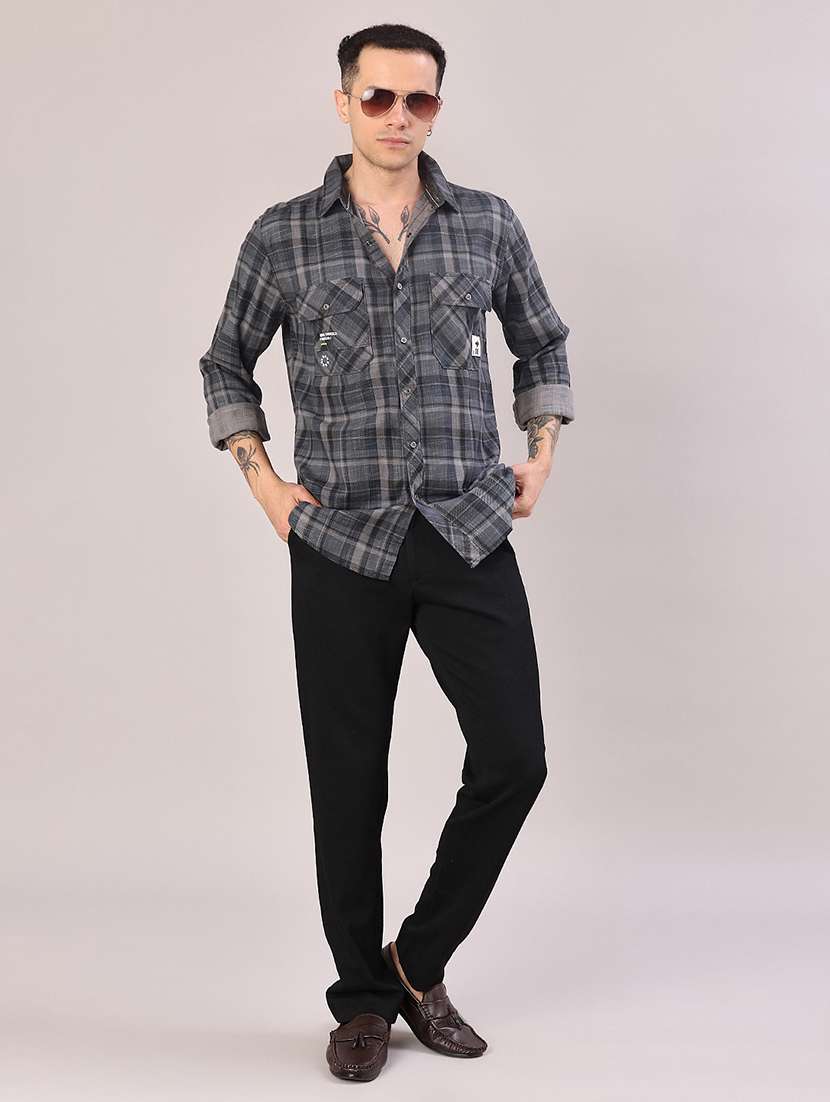 men checkered long sleeve regular fit casual shirt - 22022153 -  Standard Image - 5