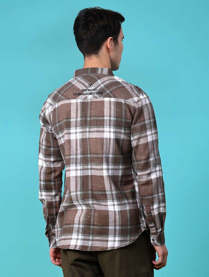 men checkered long sleeve regular fit casual shirt - 22022179 -  Standard Image - 3