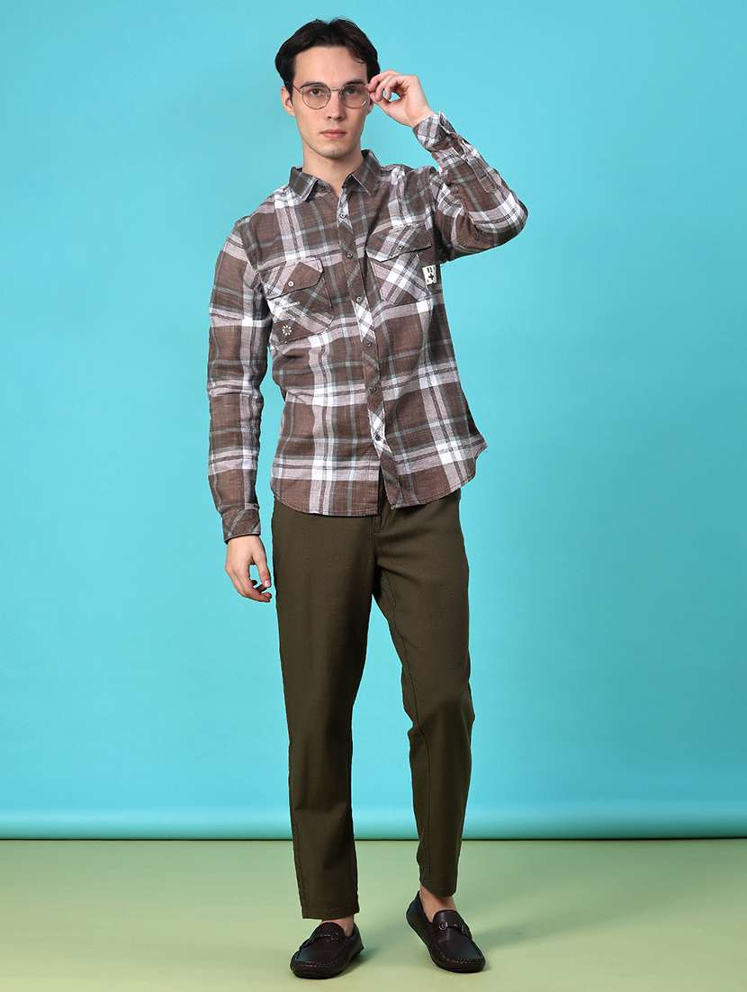 men checkered long sleeve regular fit casual shirt - 22022179 -  Standard Image - 5