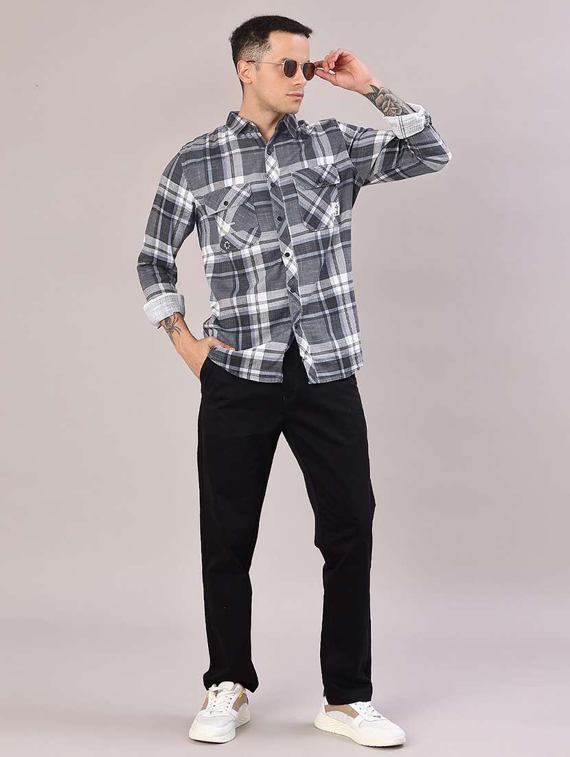 men checkered long sleeve regular fit casual shirt - 22022180 -  Standard Image - 5