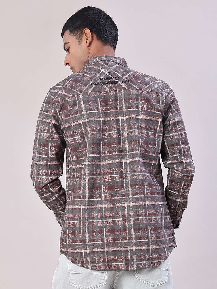 men checkered long sleeve regular fit casual shirt - 22022181 -  Standard Image - 3