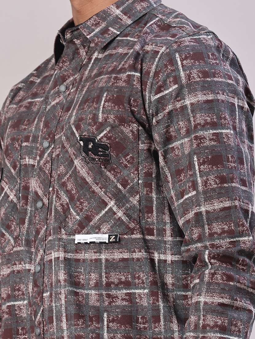 men checkered long sleeve regular fit casual shirt - 22022181 -  Standard Image - 5