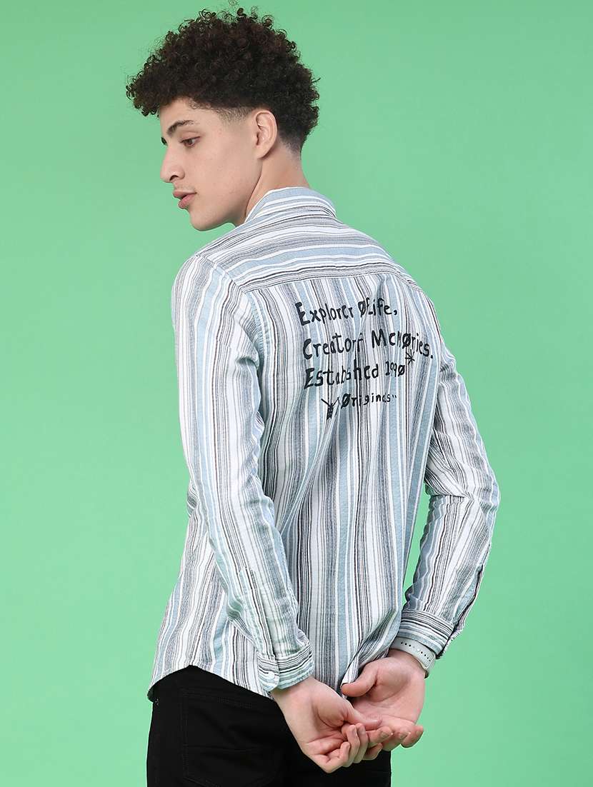 men striped long sleeve regular fit casual shirt - 22022184 -  Standard Image - 3