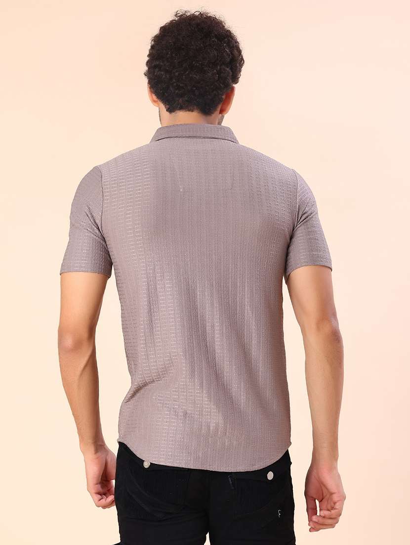 men self design short sleeve slim fit casual shirt - 22022214 -  Standard Image - 3