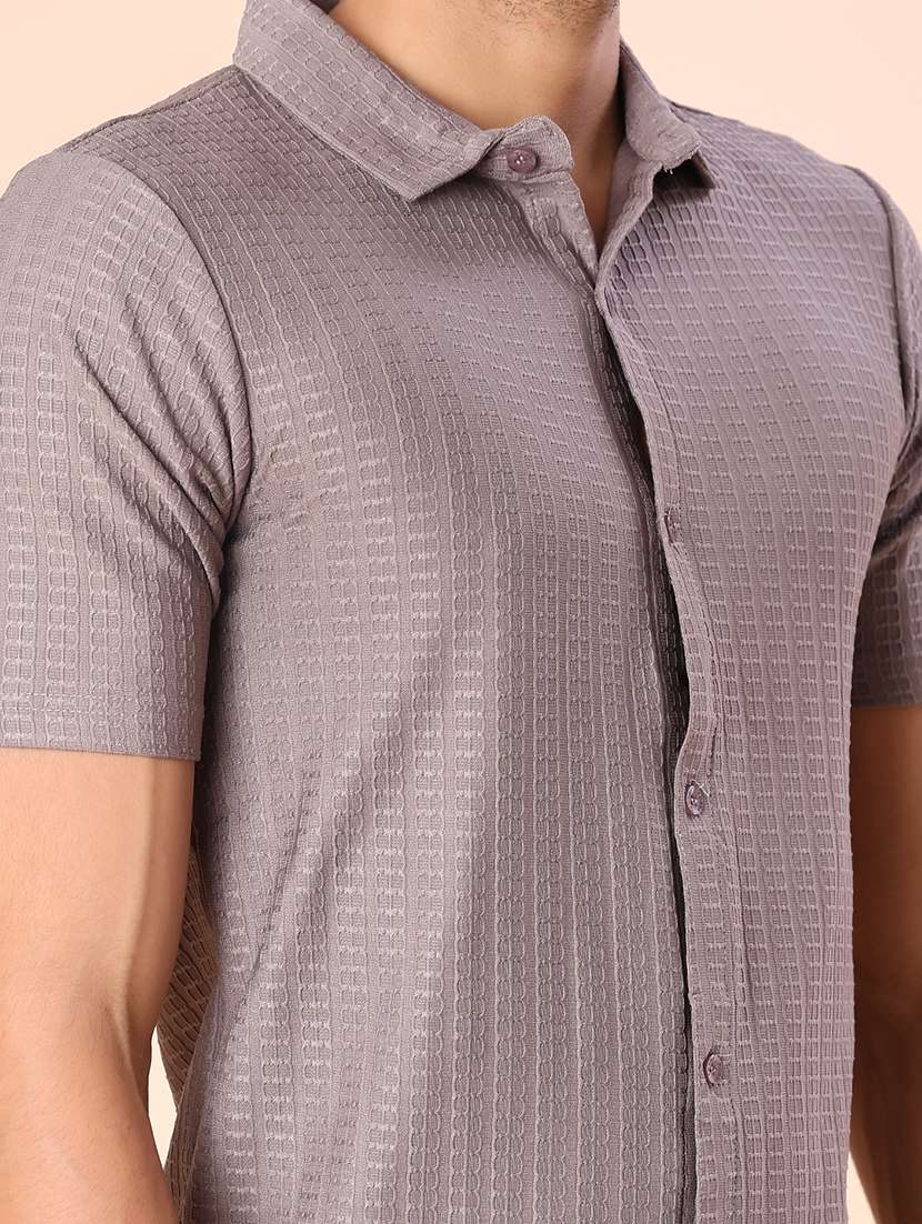 men self design short sleeve slim fit casual shirt - 22022214 -  Standard Image - 5