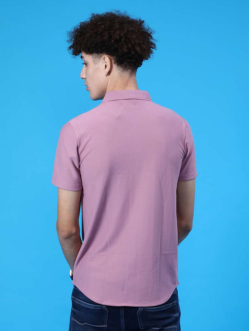 men self design short sleeve slim fit casual shirt - 22022221 -  Standard Image - 3