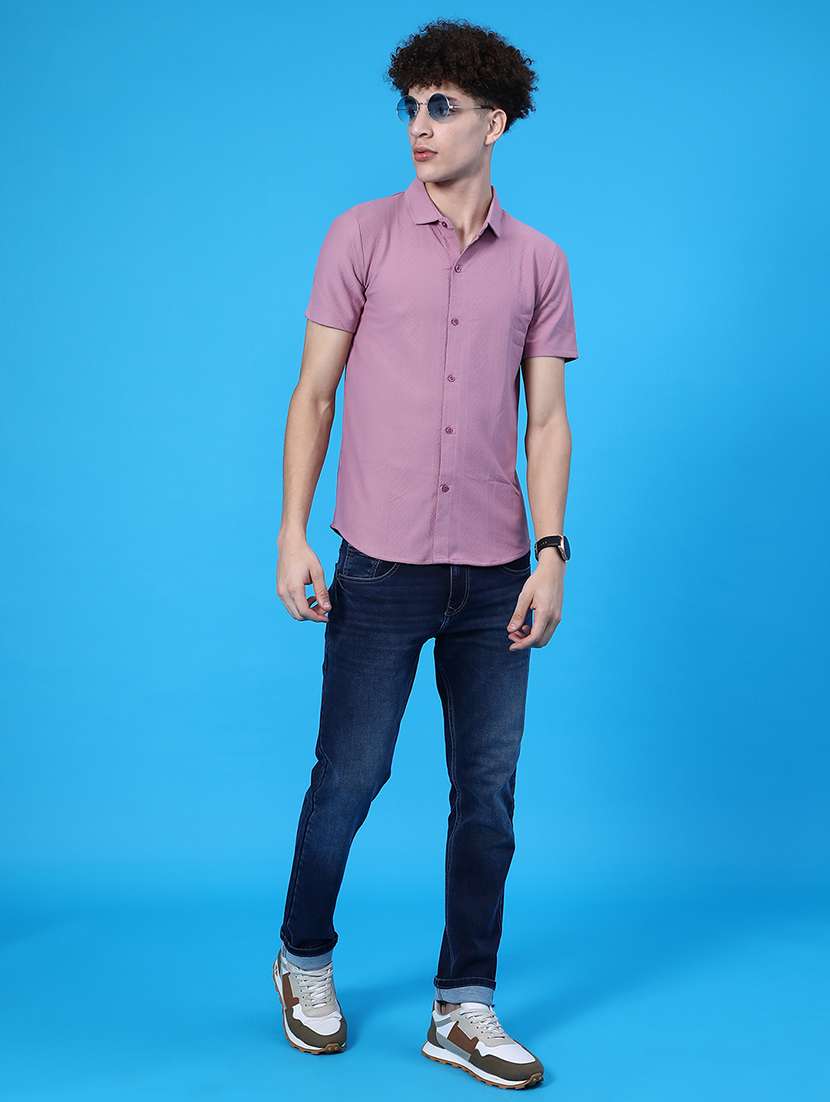 men self design short sleeve slim fit casual shirt - 22022221 -  Standard Image - 5
