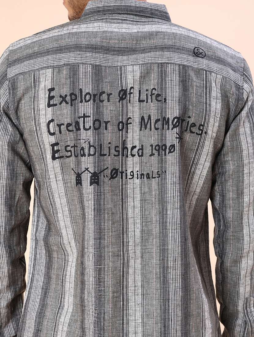 men striped long sleeve regular fit casual shirt - 22022235 -  Standard Image - 5