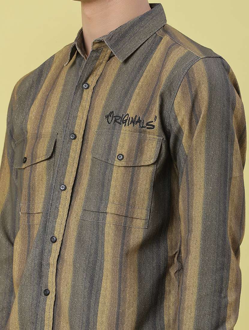 men striped long sleeve regular fit casual shirt - 22022236 -  Standard Image - 5