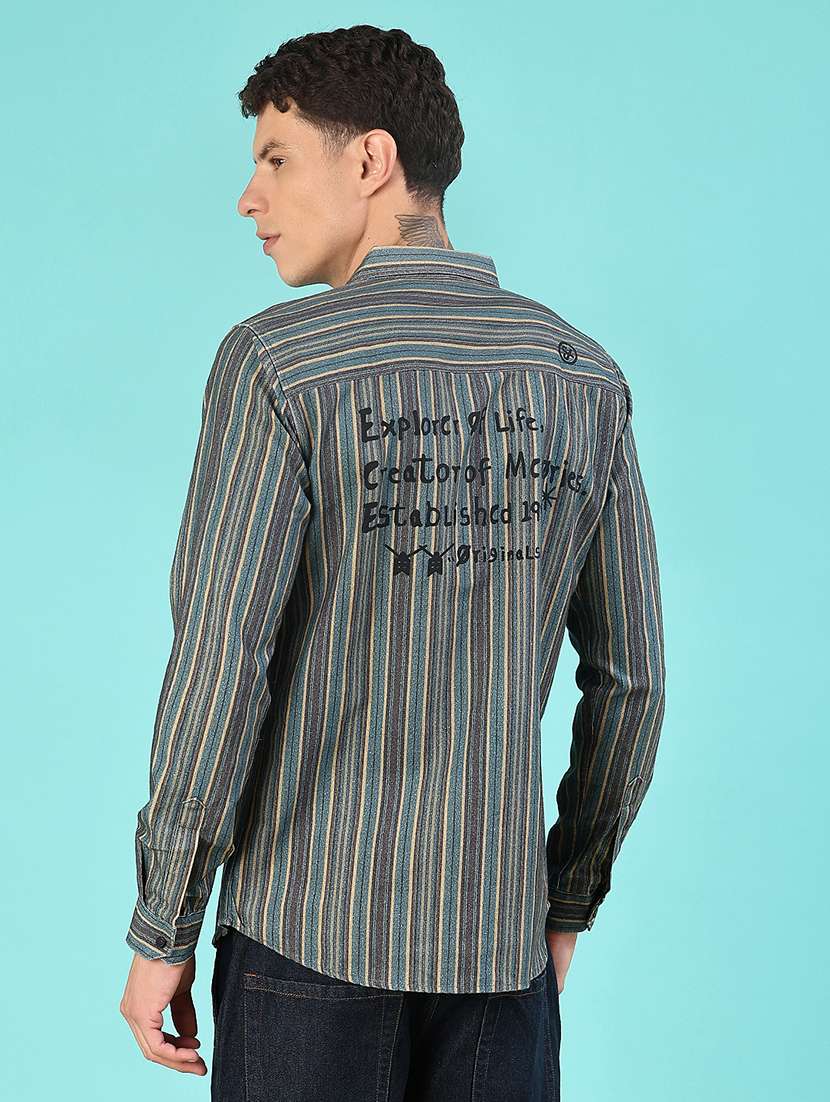 men striped long sleeve regular fit casual shirt - 22022237 -  Standard Image - 3