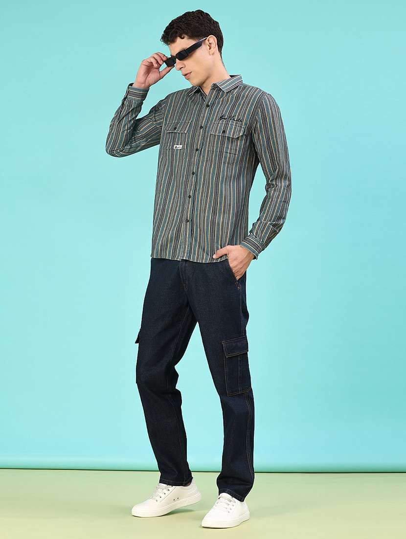 men striped long sleeve regular fit casual shirt - 22022237 -  Standard Image - 5