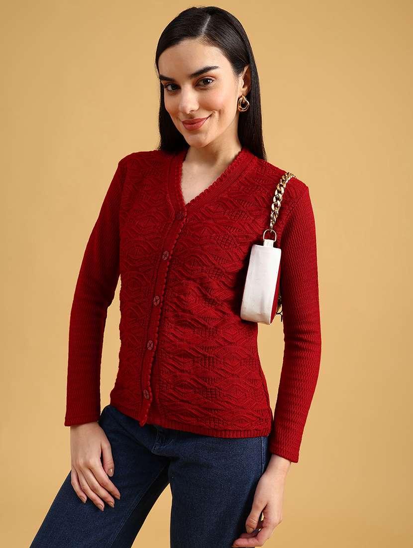 women self designed long sleeve cardigan