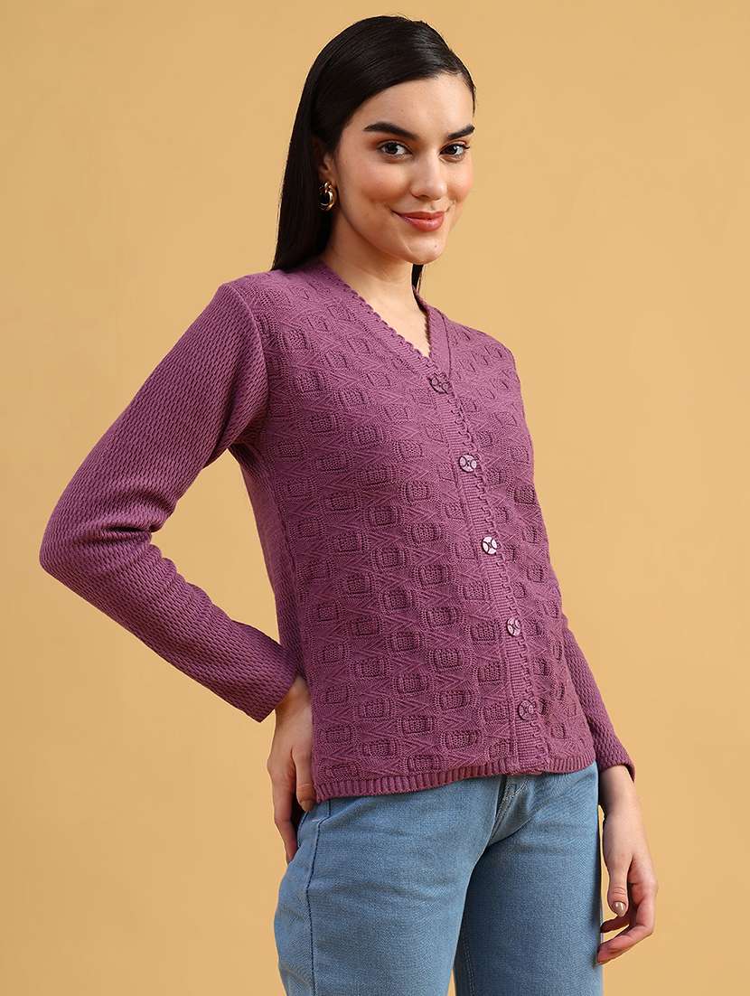 women self designed long sleeve cardigan - 22022247 -  Standard Image - 3